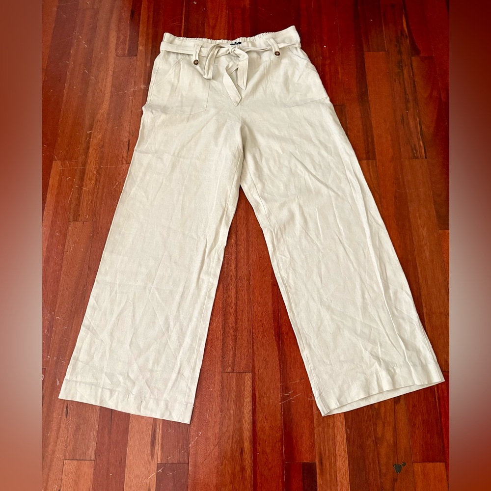 Beau Dawson Cream Linen Trousers